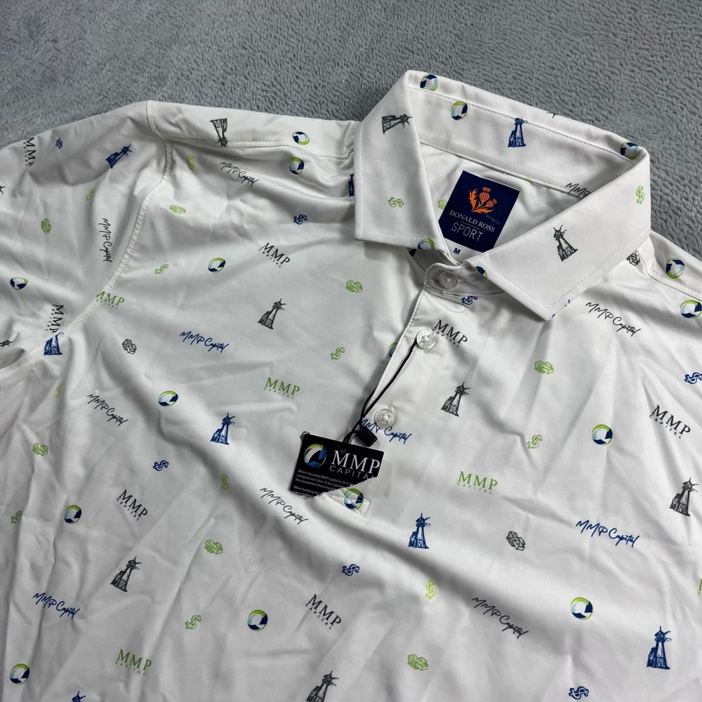 Donald Ross Sport Mens MMP Capital Golf Polo Shirt White Medium All Over Print